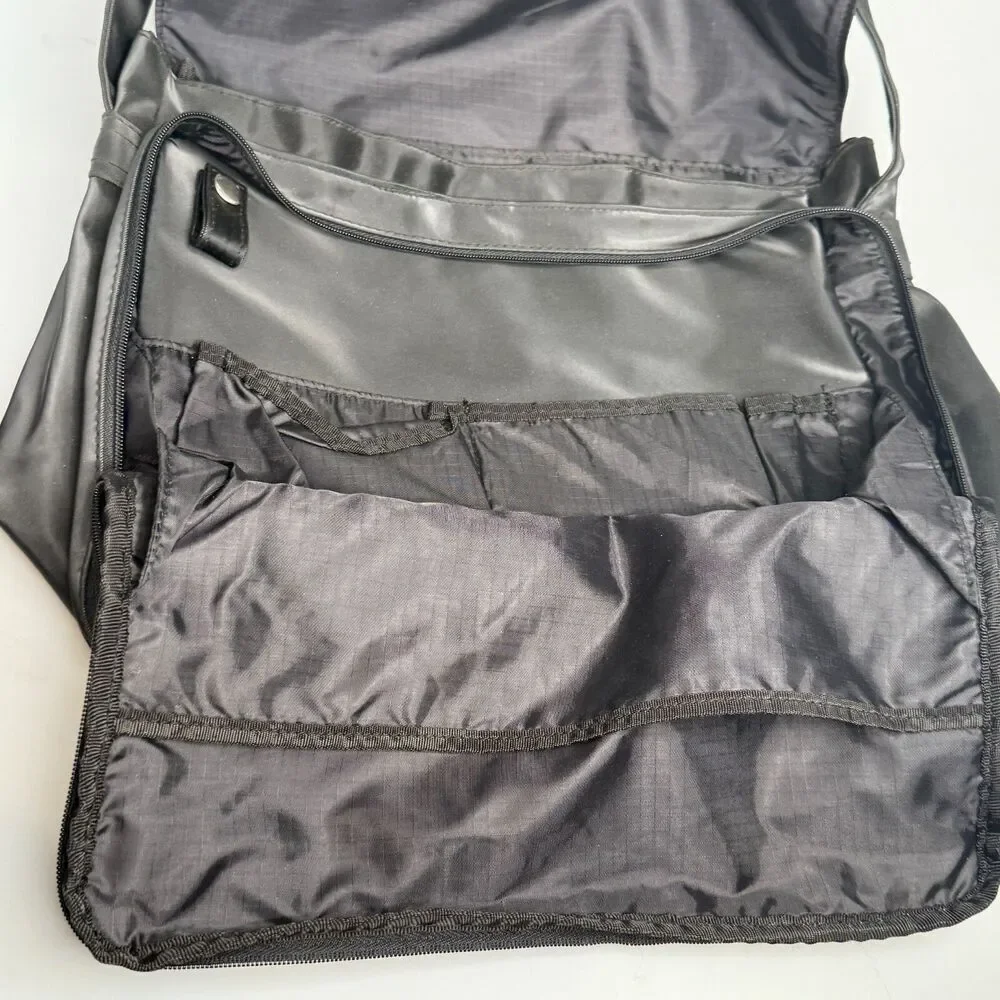 Kenneth Cole Reaction Black Messenger Laptop Bag 14.6” Satin PVC Organizer